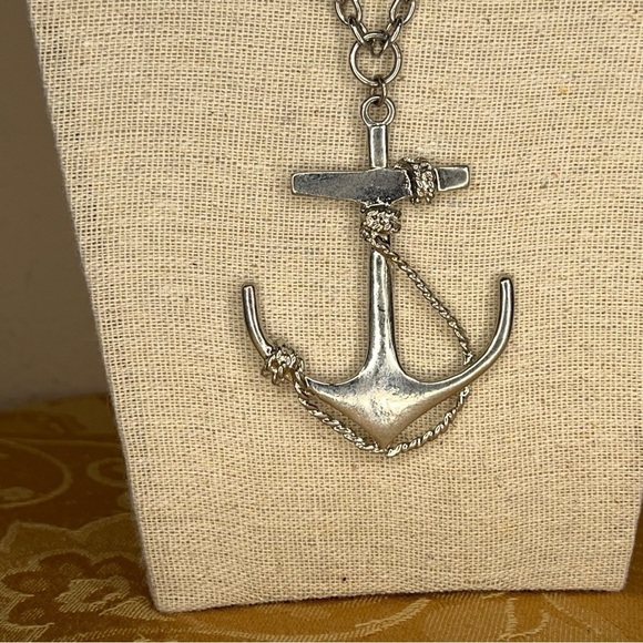 SILVER ANCHOR NECKLACE RETRO NAUTICAL PINUP WOMENS PENDANT - Picture 5 of 8